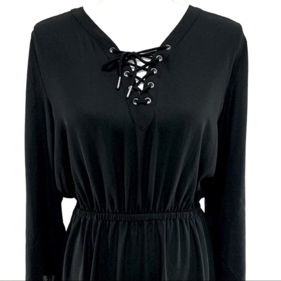 MOSSIMO / Black Dress Lace Up Vneck Detail / Medium - Picture 3 of 12